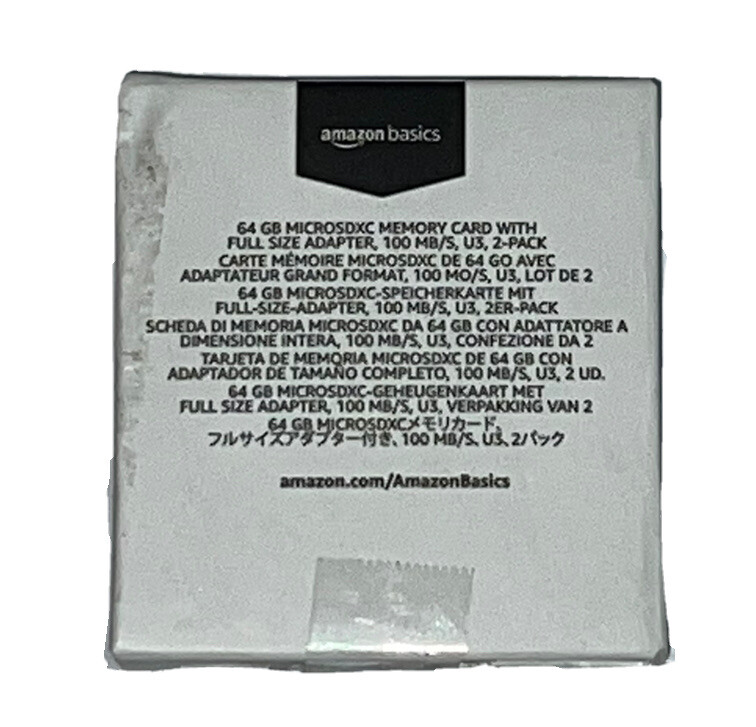 Amazon Basics Microsdxc 64GB Memory Card with Full Size Adapter 2 Pack