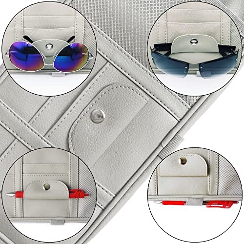 Da by Car Sun Visor Organizer, Multi-Pocket Visor Organizer Storage Cream Grey