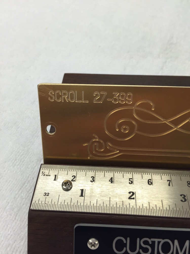 #27-399 MASTER SCROLL TEMPLATE FOR NEW HERMES ENGRAVER SOLID BRASS ENGRAVING