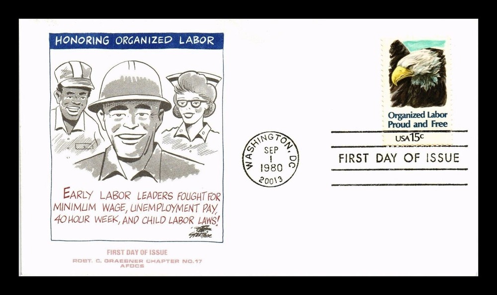 ORGANIZED LABOR  1980    GRAEBNER AFDCS CACHET FDC UNADDR
