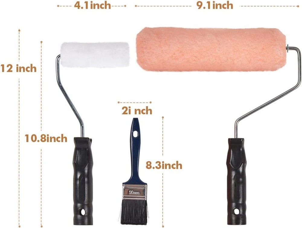 Paint Roller Kit 17 Pack 9 Inch Paint Roller Frame with Microfiber Roller Cover