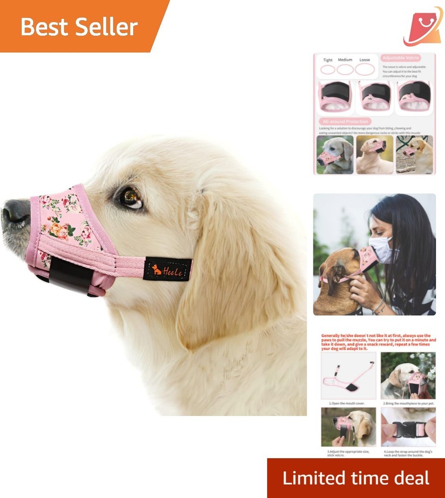 Dog Muzzle Nylon Breathable Adjustable Small Medium Large Anti Biting Barking...