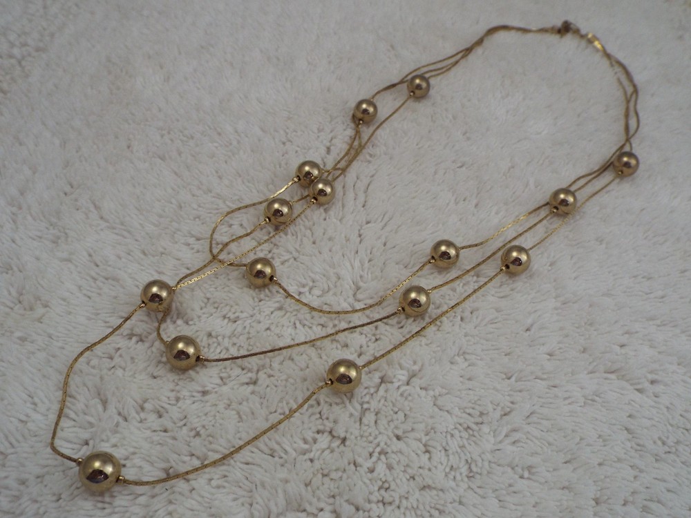 Goldtone Bead Multi Chain Necklace (K37)