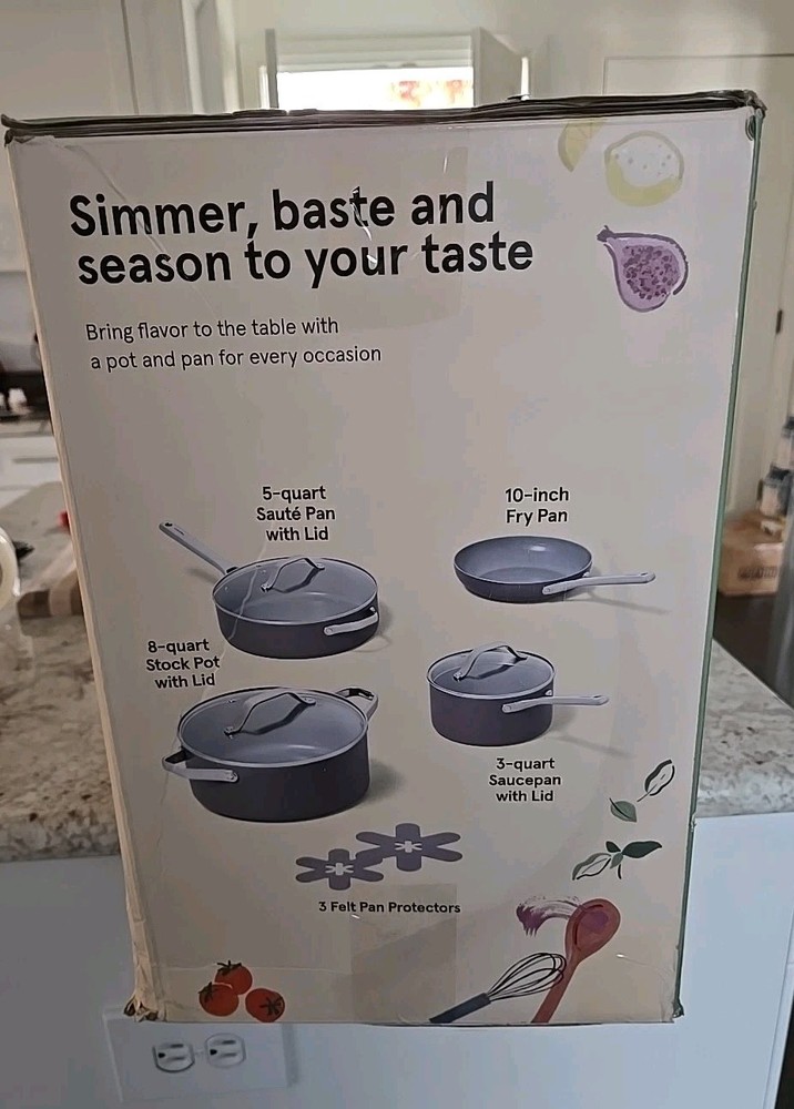 NEW Figment 7 Pc Ceramic Coated Cookware Set BLUE