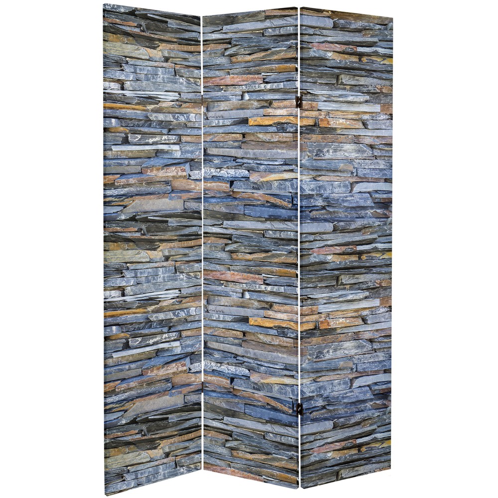 6 ft. Tall Double Sided Medieval Stone Canvas Room Divider