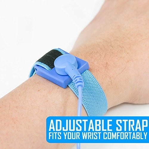 Adjustable Anti-Static Wrist Strap 5 Pack - ESD Grounding Band for PC & Electron