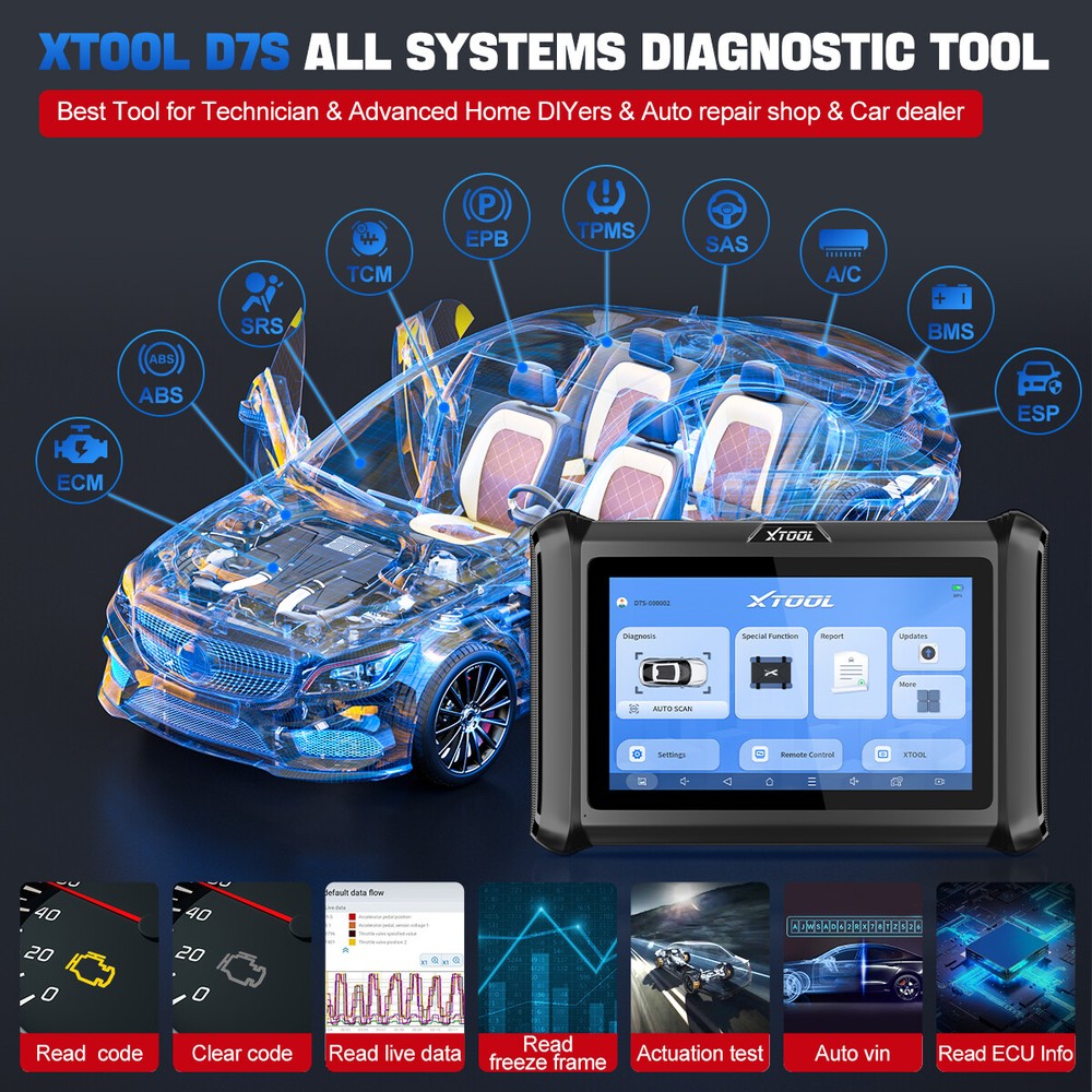 XTOOL D7S Auto Bidirectional Full System Car Diagnostic Scanner KEY Coding TOOL