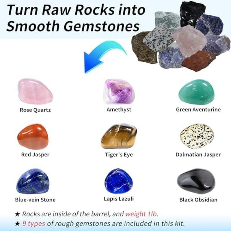 Rock Tumbler Kit Large Capacity Digital Timer Memory Function Full Accessories