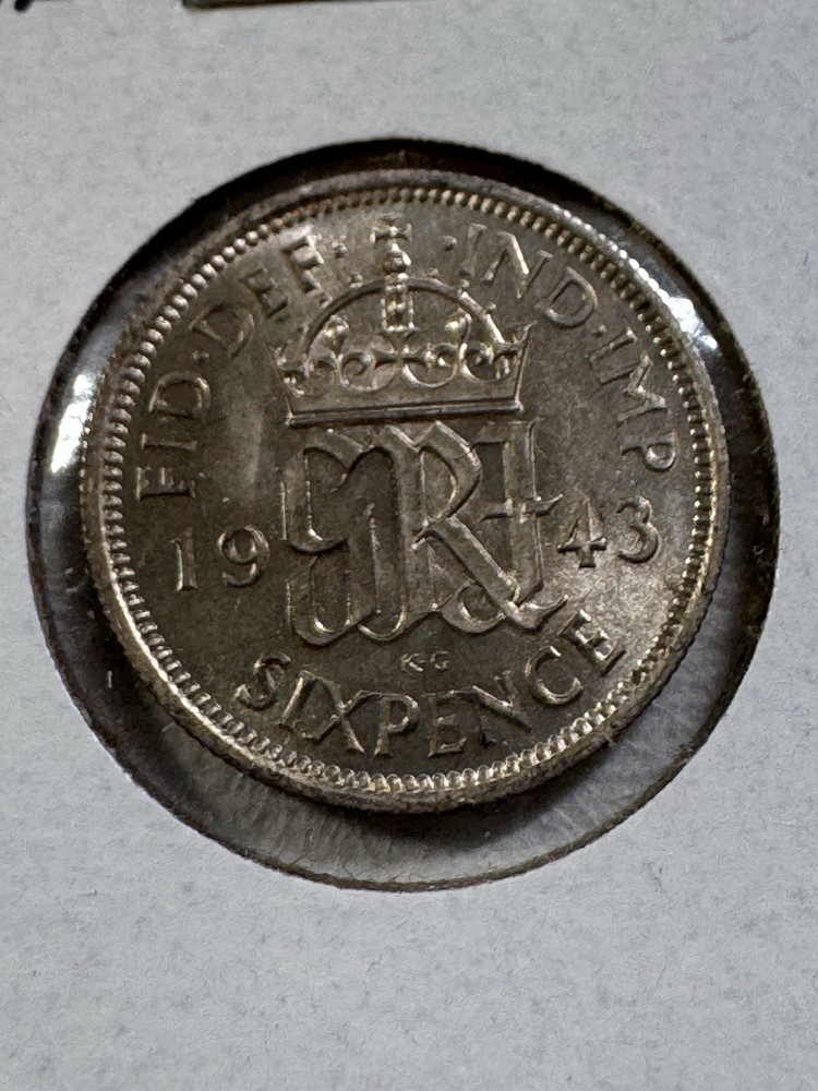 1943 Great Britain 6 Pence Silver Coin