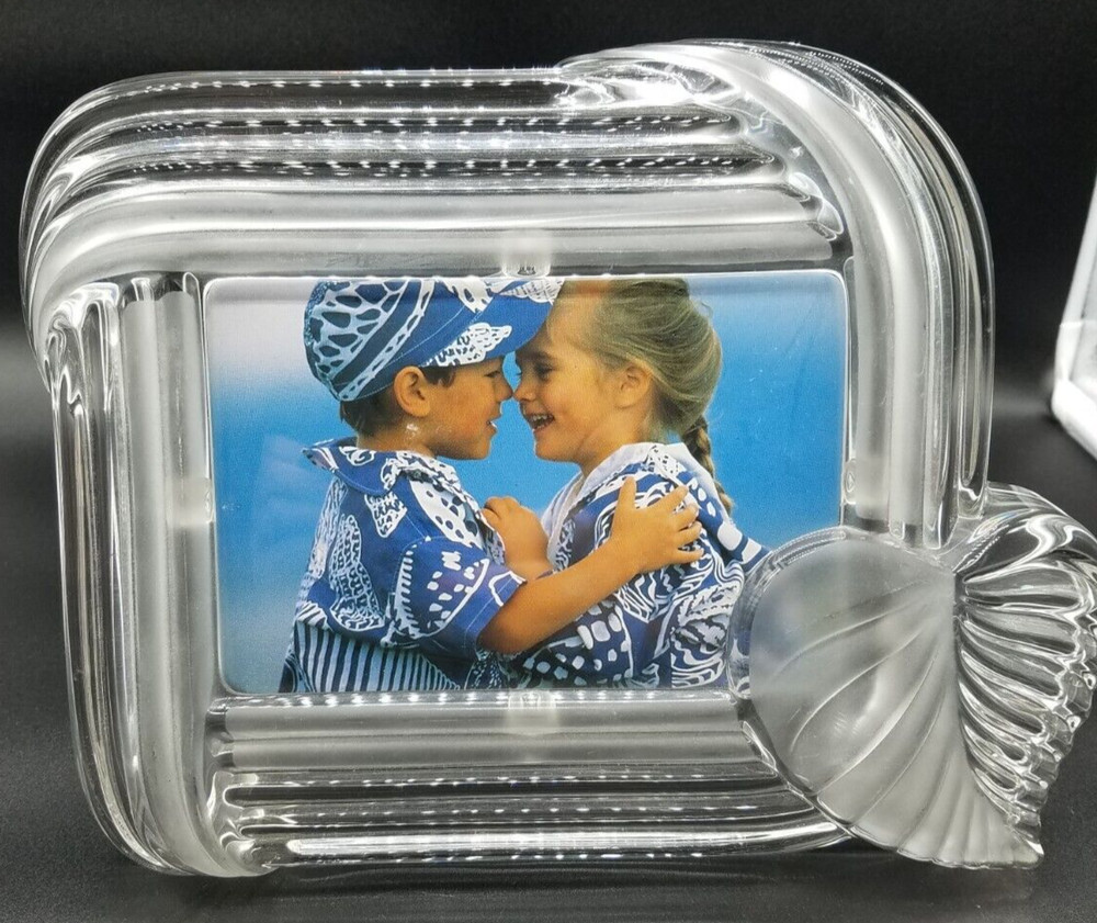 Mikasa Scroll Leaf Clear Crystal Glass Rectangular Photo Picture Frame