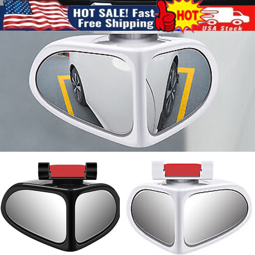 2pcs Wide Angle HD Blind Spot Mirrors 360° Adjustable Rear & Front Wheel Viewing