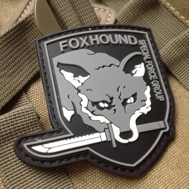 3D Pvc FOX HOUND Metal Gear Solid Specia Force Group Rubber Hook Loop Patch Gray