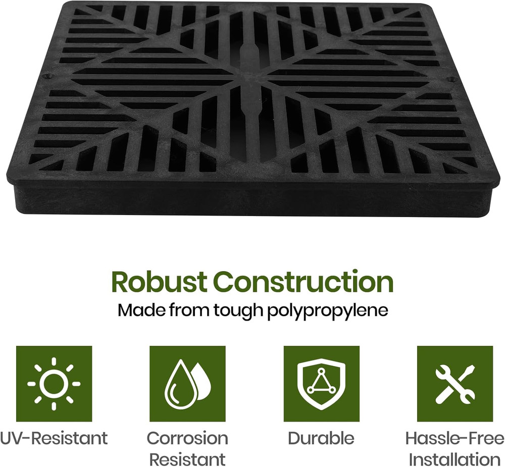 2-Pack Square Drain Grate Compatible NDS 1211G Diamond Design 12" Catch Basins