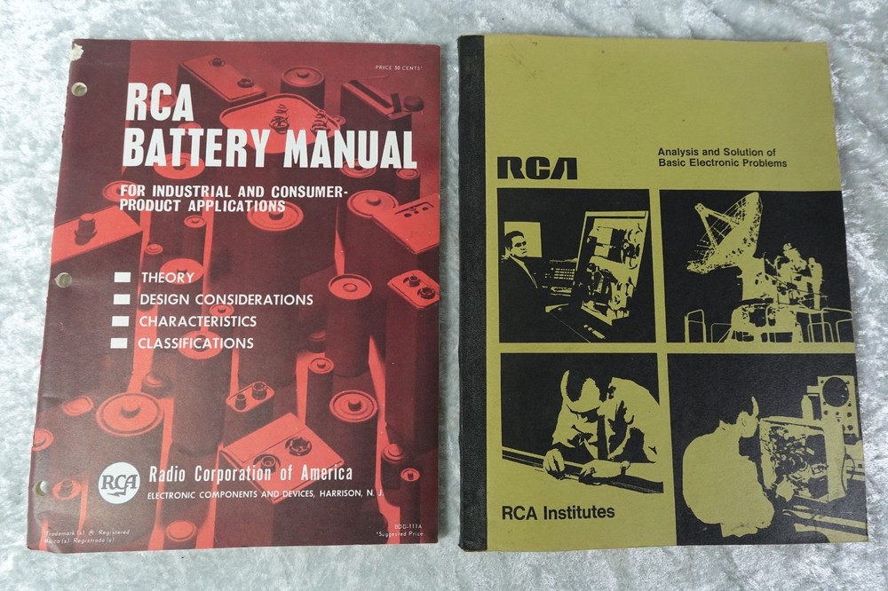 1966 RCA Battery Manual & 1968 Analysis/Sol'n Of Basic Electronic Problems Books