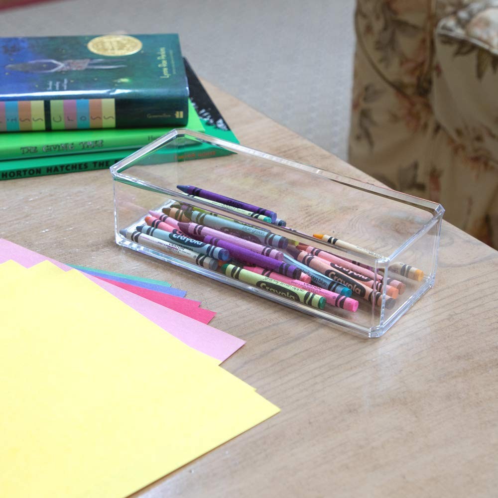 Clear Acrylic Rectangular Stackable Storage Organizer, (9"L x 3.5"W x 2.5"H) ...