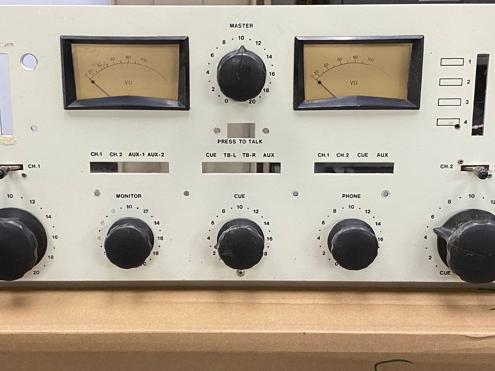 Stereo Ampro Console Front Panel with Switches - Knobs - VU's - Attenuators