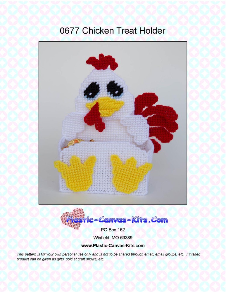 Chicken Treat Holder- Plastic Canvas Pattern or Kit