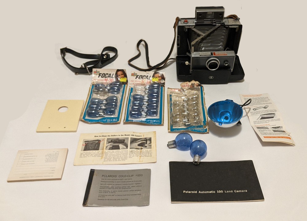 Polaroid Vintage Automatic 100 Land Camera with Flash Manual Case and MORE