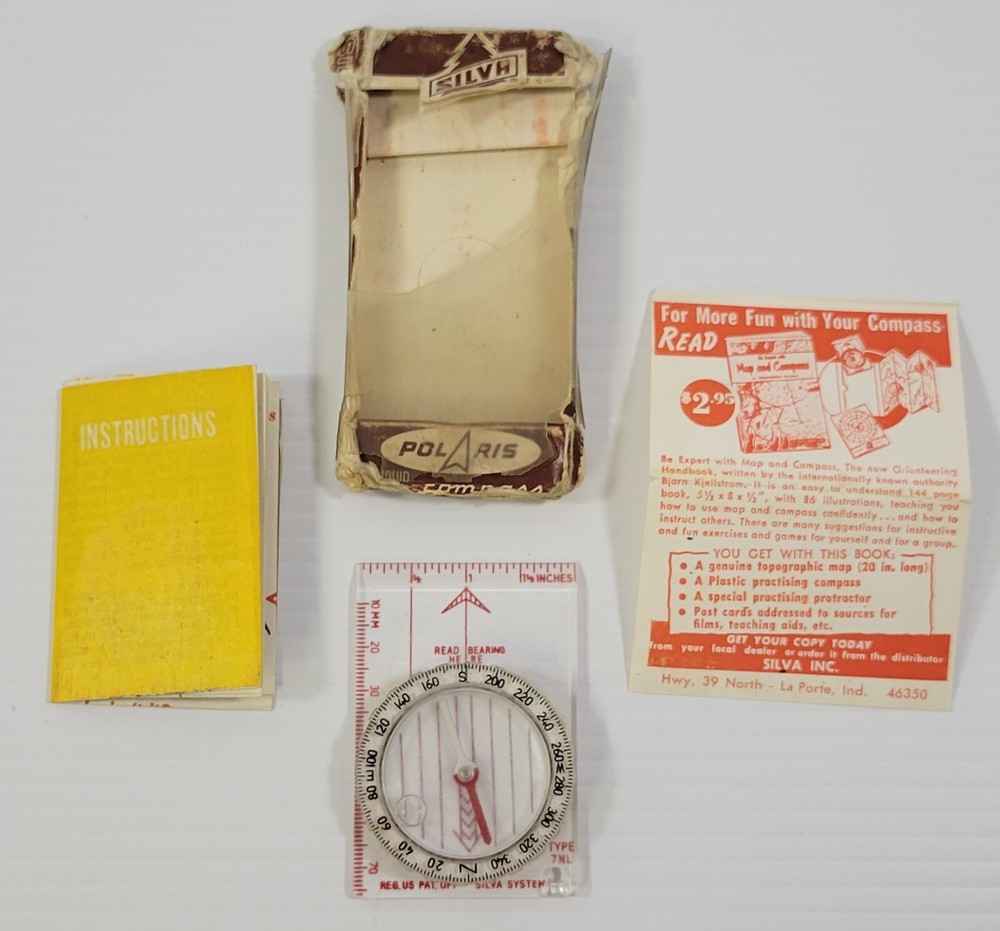 UU) Vintage Silva System Type 7NL Polaris Compass Ruler Clear Plastic Survival