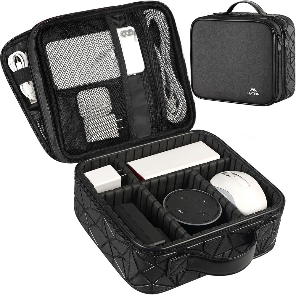 Versatile Travel Cord Organizer with Adjustable Sections for DJs - Large Size