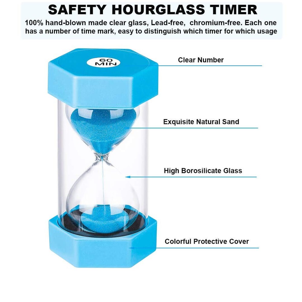 Large 30 Second Sand Timer, Colorful Durable Hourglass Sand Clock, Plastic Bl