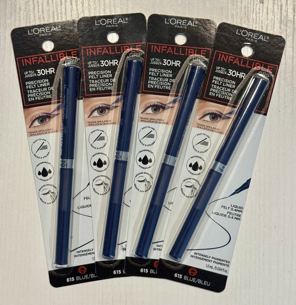 4 Pack LOREAL Infallible Eyeliner 615 Blue Precision Felt Liner New