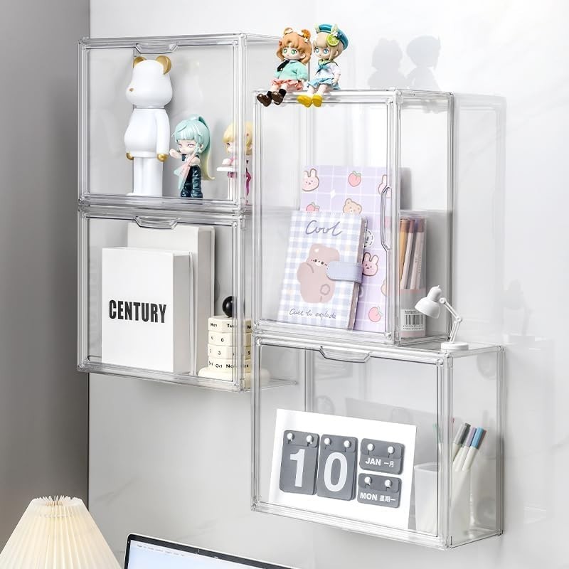 Stackable Clear Acrylic Organizer for Action Figures - Magnetic Access - 2 Pack