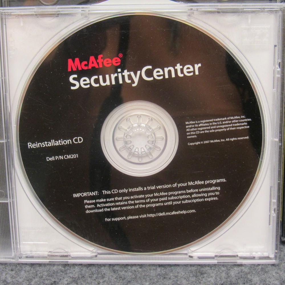 4 McAfee Software CD Discs Discover Recover Security Center Backup Installation