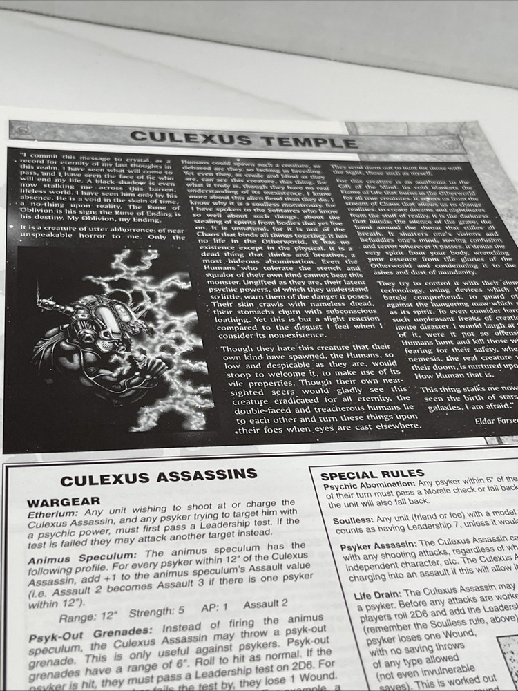 Assassins Codex 3rd Edition Supplement Warhammer 40K OOP 40,000