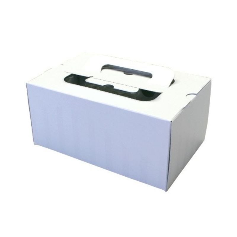Roll Cake Box w/ Handle & Pocket, Embossed White 6-sun (10 pcs)