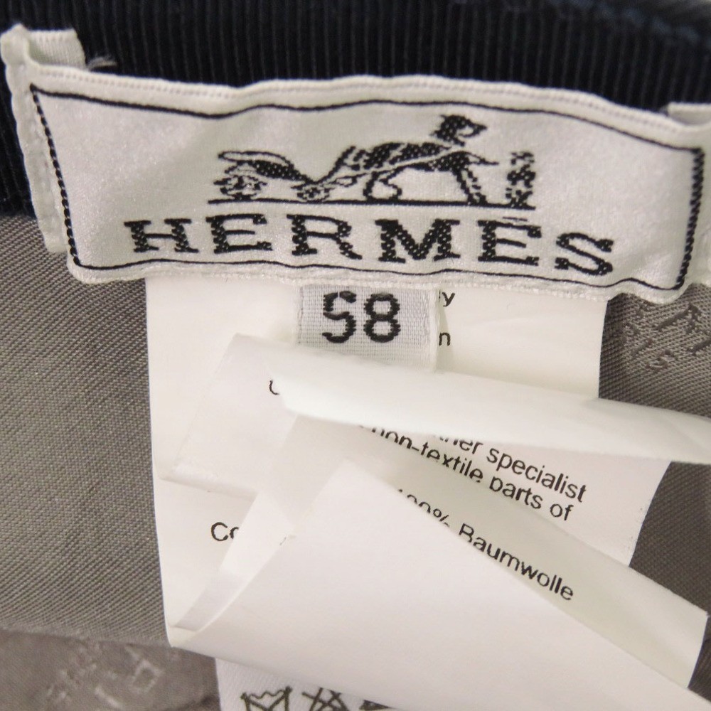 AUTHENTIC HERMES Nevada Super H cap hat Navy cotton