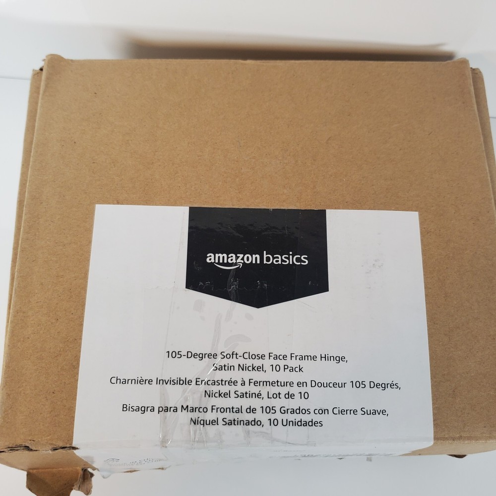 Satin Nickel, 105-Degree Soft-Close Face Frame Hinge, 10 Pack, Open Box