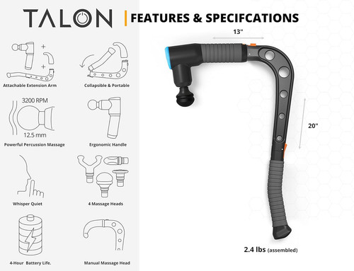 Brazyn - Talon Percussion Massage Gun + Cane + Holder System -...