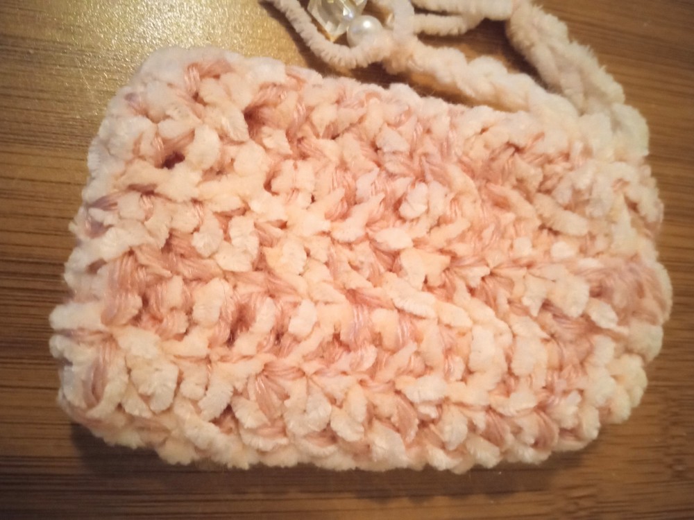 Handmade Crochet Drawstring Pouch with Beads
