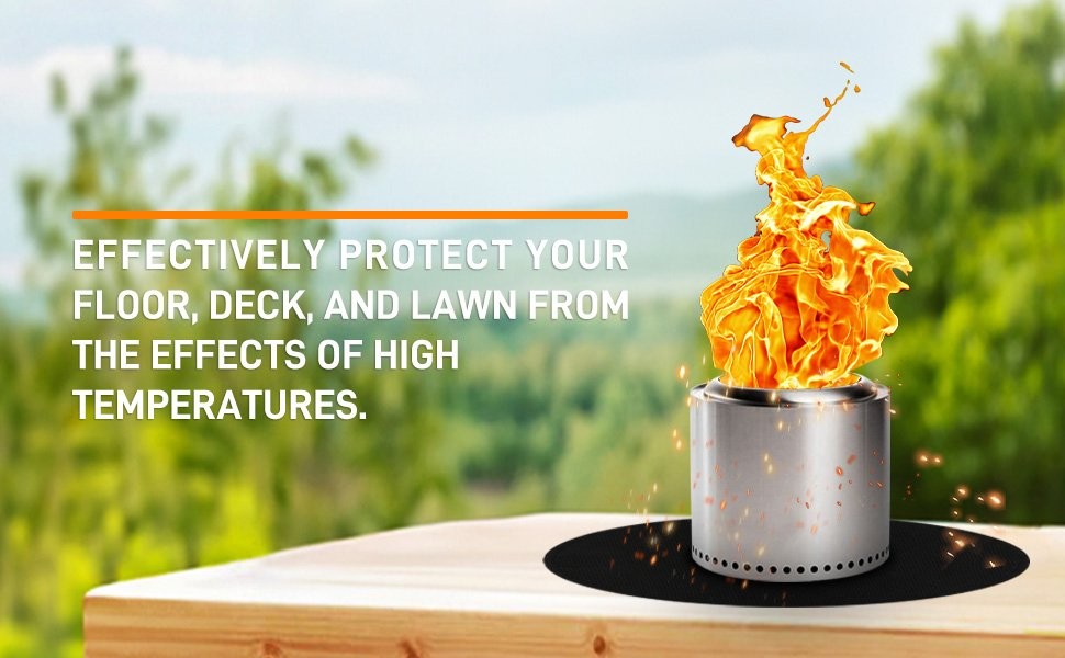 20 inch Fire Pit Mat Round 4-Layer Under Grill Mat Fireproof Fire Pit Pad Black