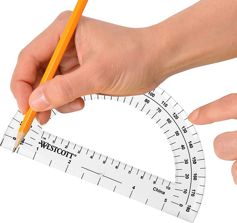 6-Inch Plastic 180 Degree Protractor, Clear