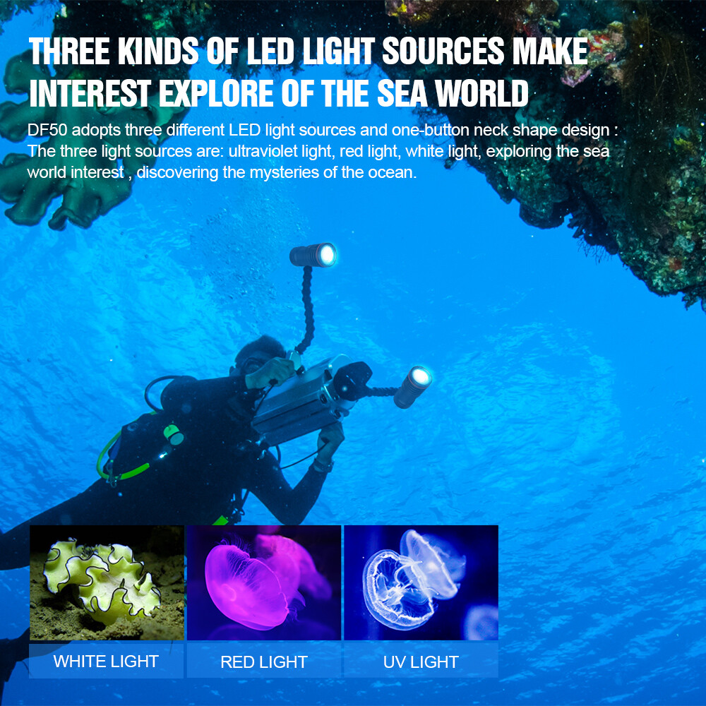 Trustfire DF50 Kit 6500Lumen Scuba Diving Light Waterproof Snorkeling Flashlight