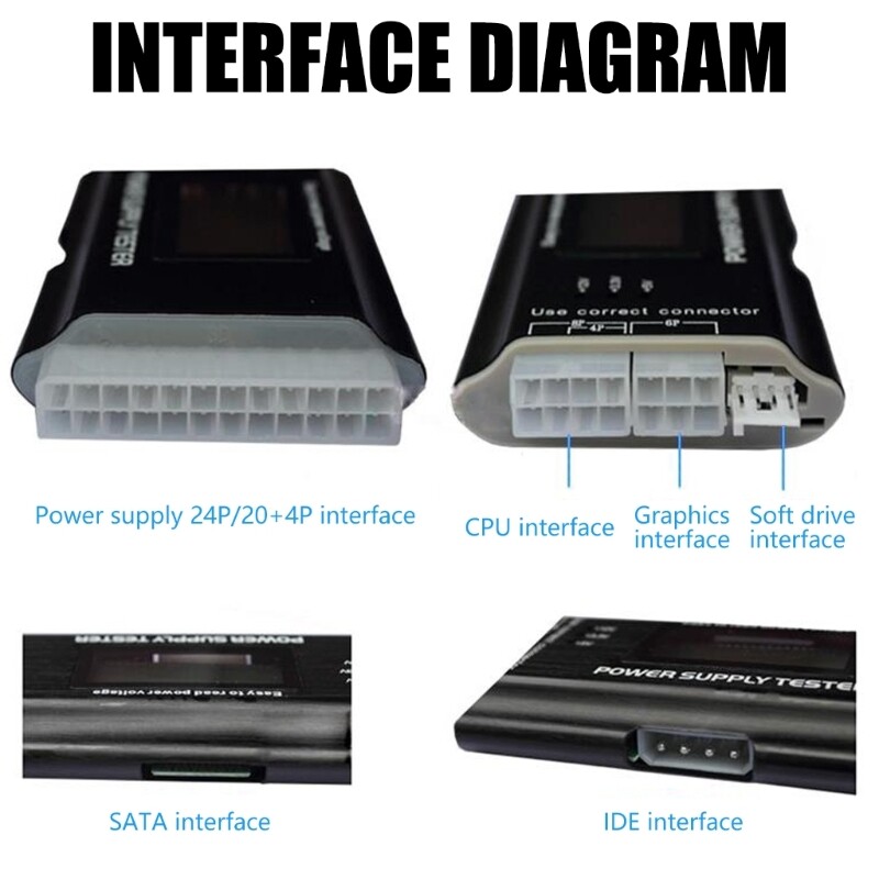 Power Supply Voltage Tester LCD Display Power Supply Checker For Computer