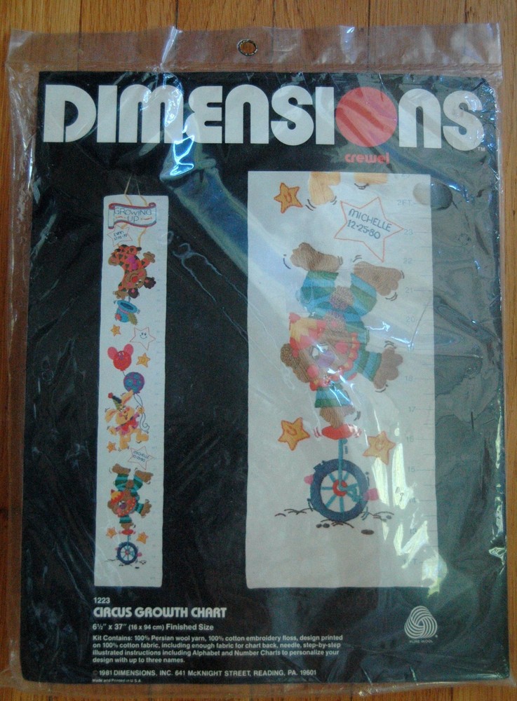 DIMENSIONS CREWEL KIT- CIRCUS GROWTH CHART Sealed