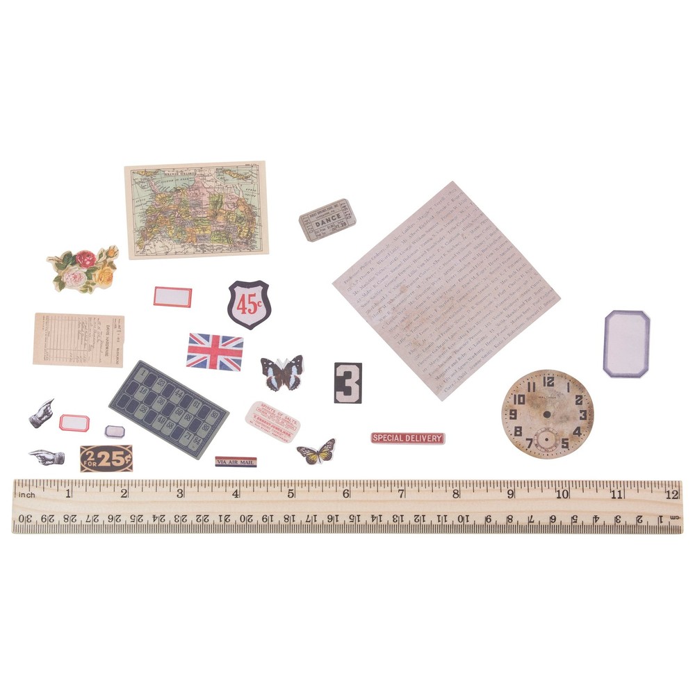 Ephemera Pack - 111 Pieces of Various Sizes for Creative Projects