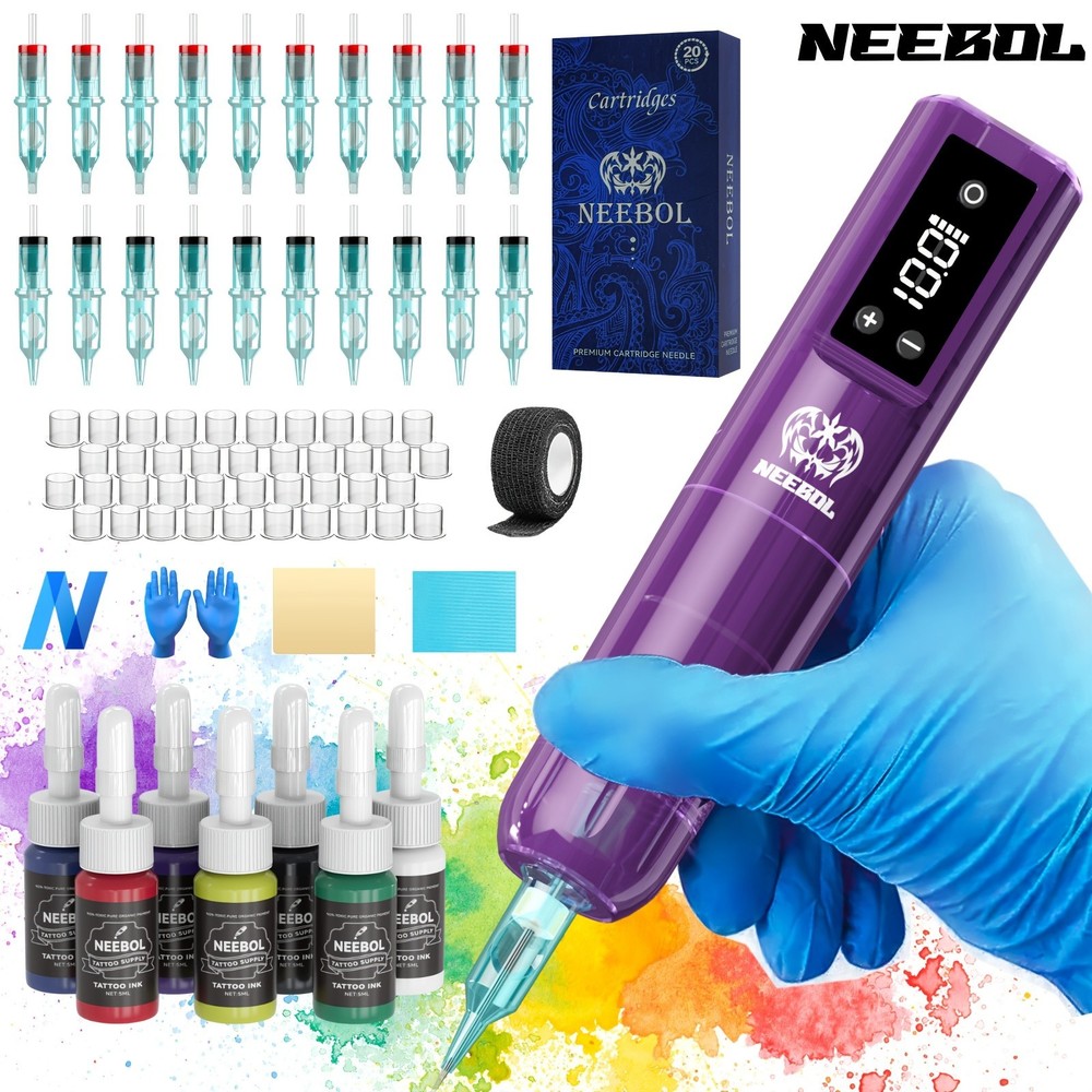 Wireless Tattoo Kit Complete for Beginners Tattoo Machine with Needle Inks Cups