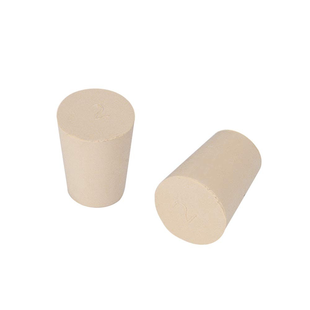 Solid Rubber Stoppers 10-Pack 2# White Tapered Lab Seal Rubber Stoppers