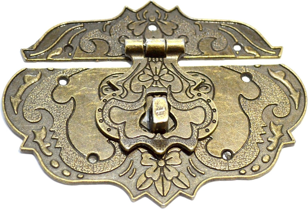 2 Pcs Decorative Hasp Latches Vintage Bronze Hook Lock with Clasp Closure for Je