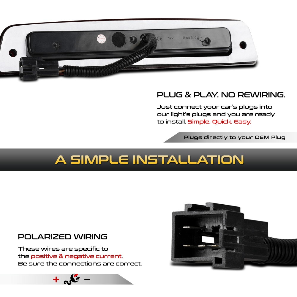 Full LED Chrome Third Brake Tail Cargo Light For 1994-2001 Ram 1500 2500 3500