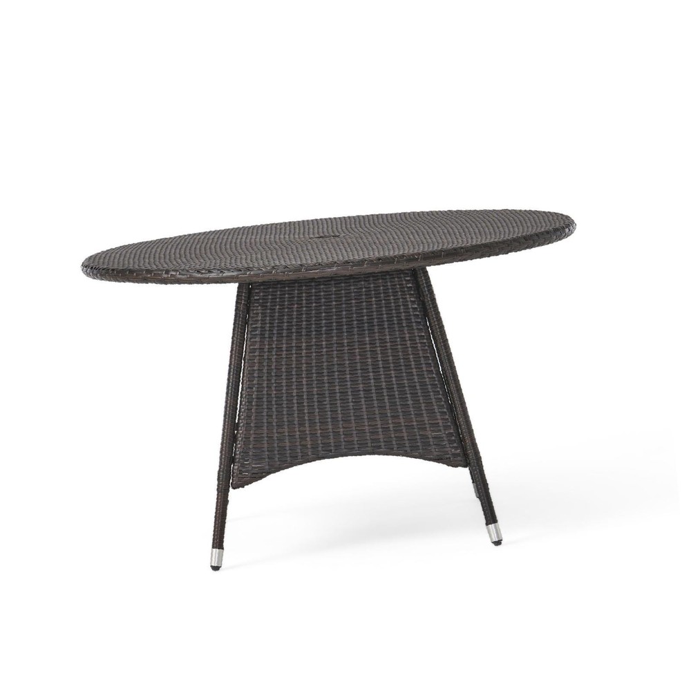 Brown Dining Table - 48” Round Table with Water-Resistant Wicker, Ideal for