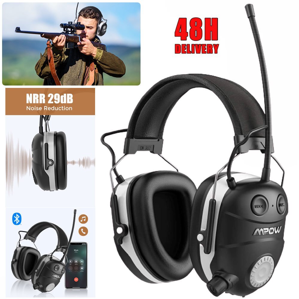 Mpow Hearing Protector Bluetooth Wireless Electronic Ear Muffs For Shooting Work
