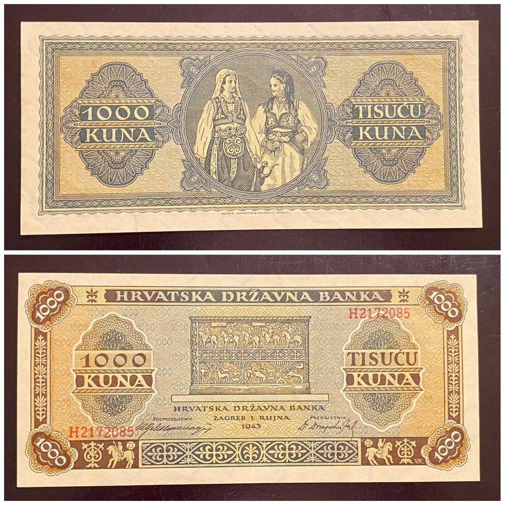Croatia 1943 1000 kuna banknote UNC