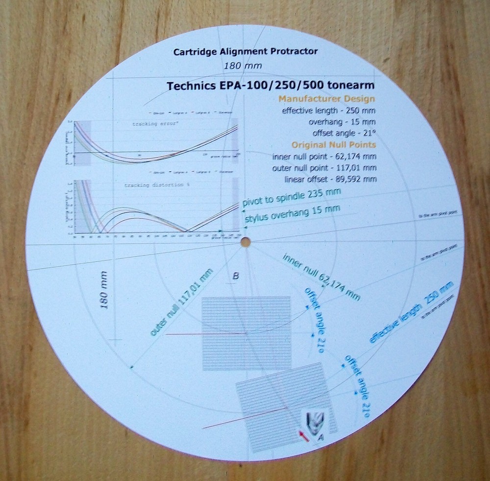 Technics EPA-100 / EPA-250 / EPA-500 Tonearm Cartridge Alignment Protractor