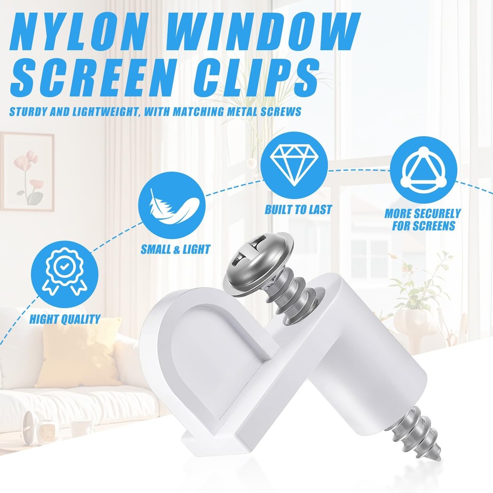 24 Pack Window Screen Clips w/ Screws 3/8 Offset Storm Replacement