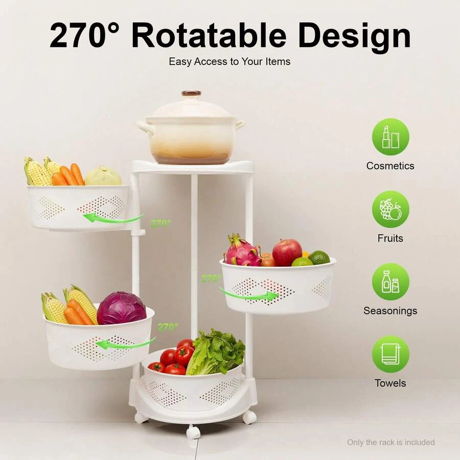 NEW Round Rotating Multi-Layer Kitchen Storage Shelf, Floor-Standing Fruit And